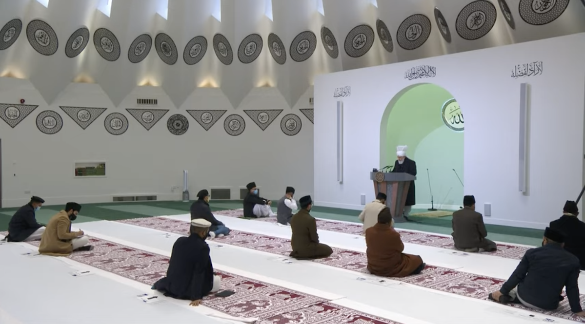 Hazur ABA in Masjid Mubarak, Tilford, UK